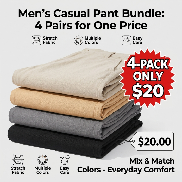 Men’s Lightweight Cotton Linen Pants – Elastic Waist Casual Beach Trousers