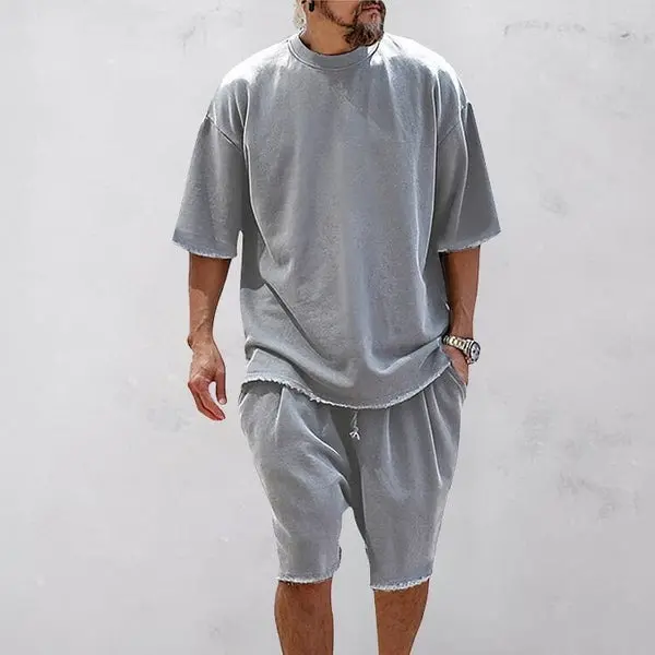 Men's Solid Textured Casual Sweat Suit