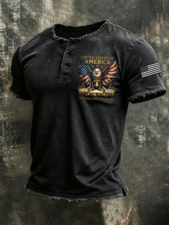 Men'S American Flag Printed Casual Top