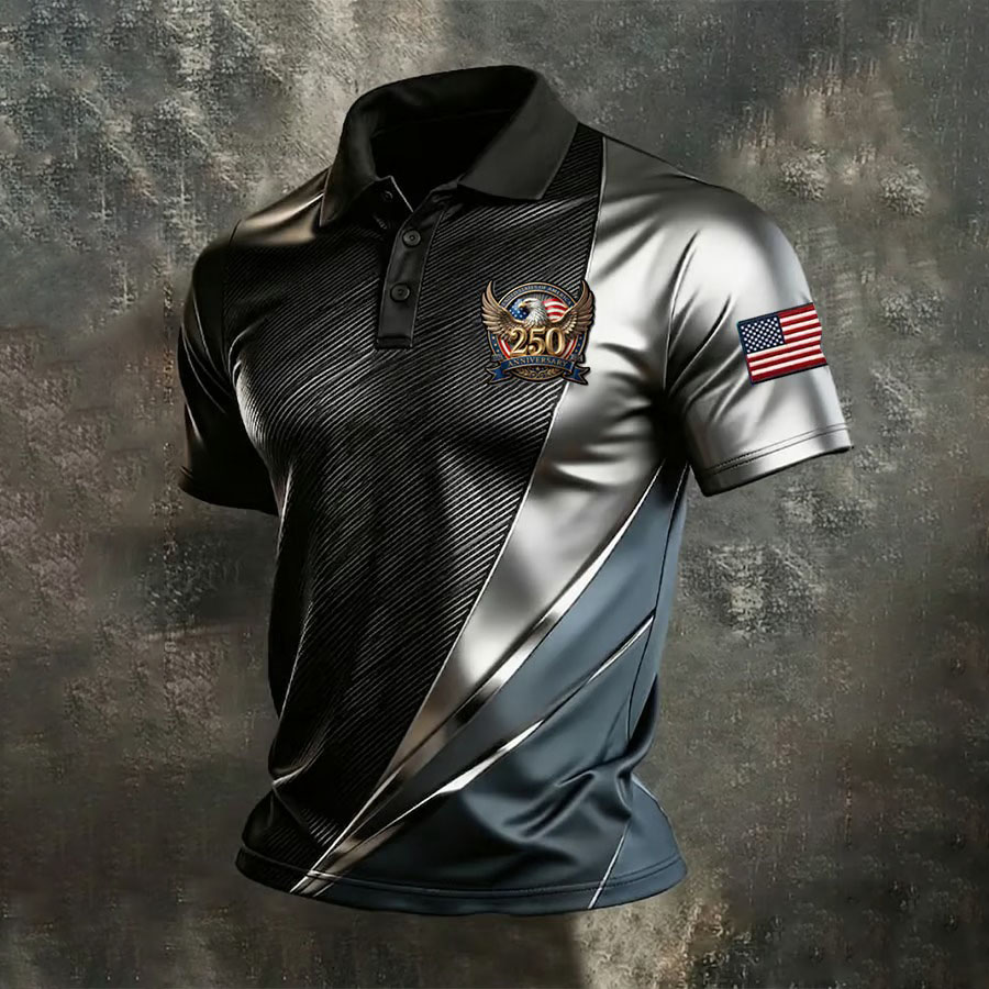 Men'S Independence Day 250Th Anniversary Printed Polo Shirt Short Sleeve
