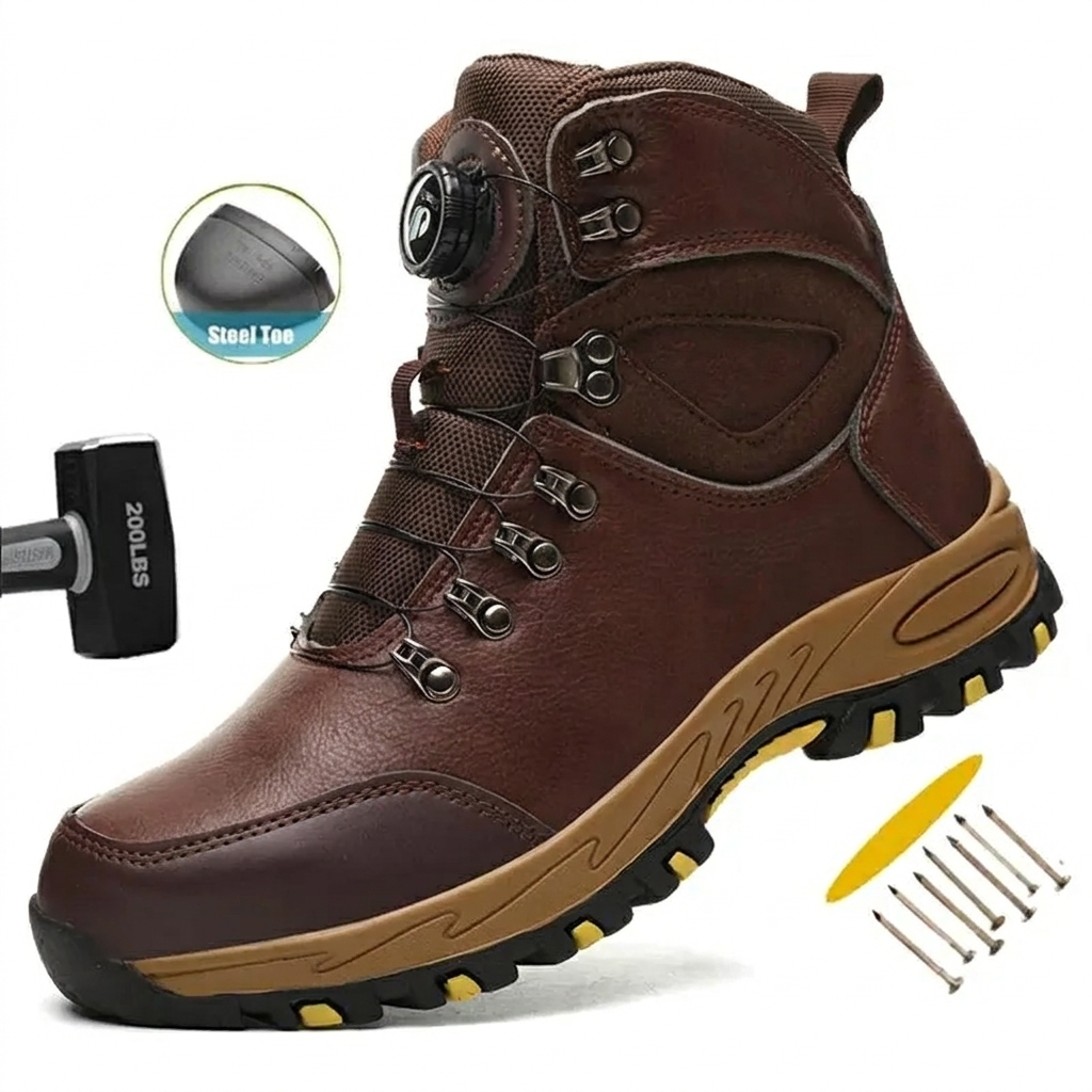 Men's Waterproof Safety Boots – Rugged Steel-Toe Work Boots with Crush and Puncture Resistance