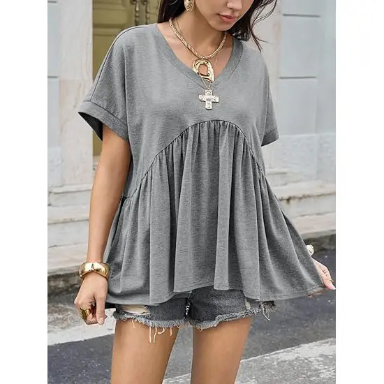 Women's Summer Ruffle-Hem Top