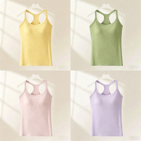Women's Ribbed Built-in Bra Tank Top