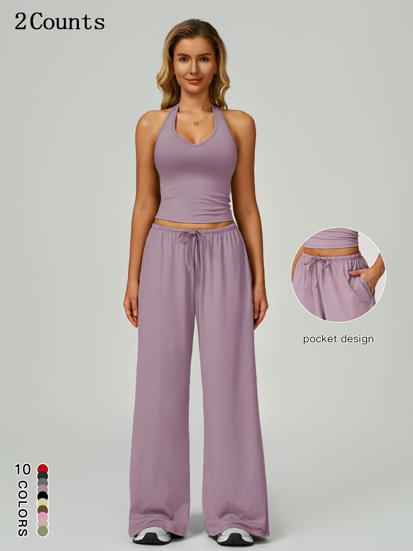Women's Halter Top & Wide Leg Pants Sports Set