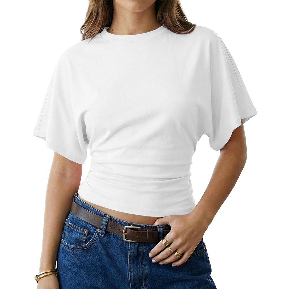 Women's Summer Casual Y2K Basic Loose Ruched Short T-Shirt