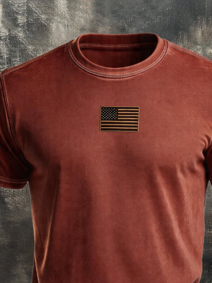 Men's Vintage 100% Cotton Washed, Ribbed, Faded T-Shirt