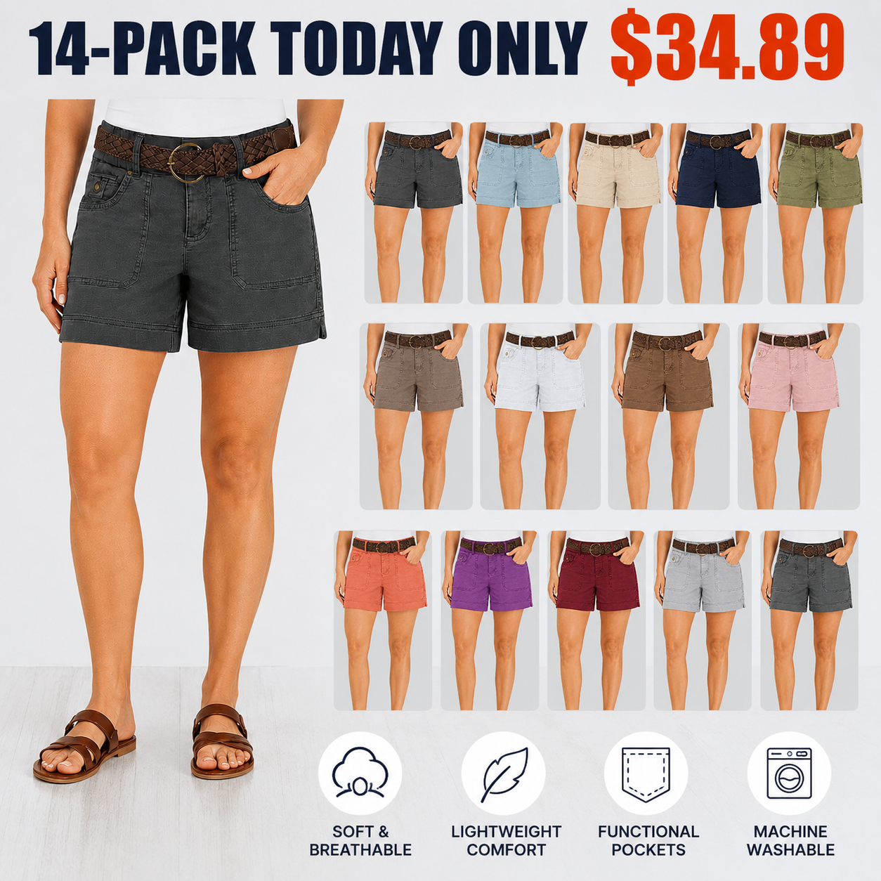 FINAL SALE⚡- 8 PACK Casual Summer Shorts