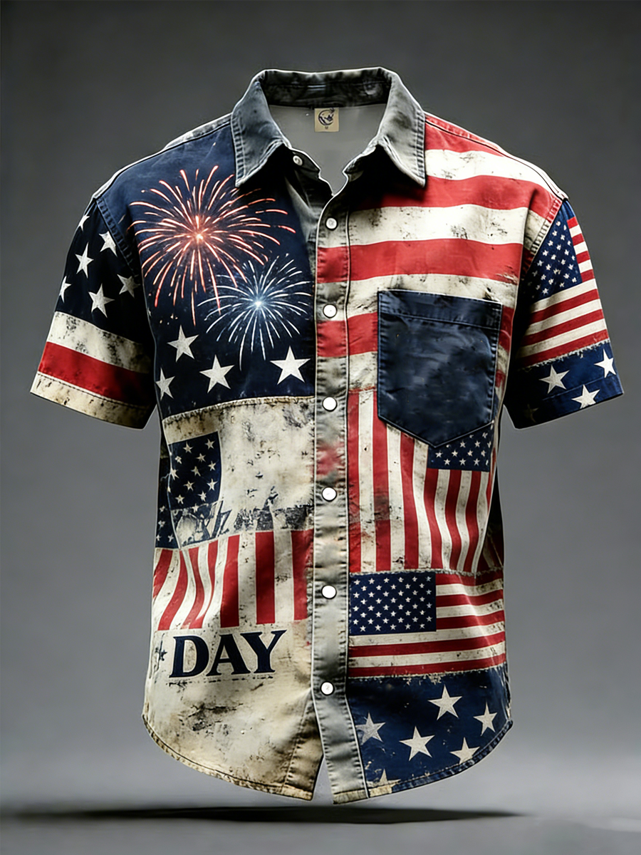 Men's 250th Anniversary of Independence American Flag Cross Patriotic Shirt