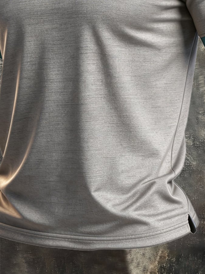 Men's Retro Patriotic Color-Block Short-Sleeve Polo Shirt