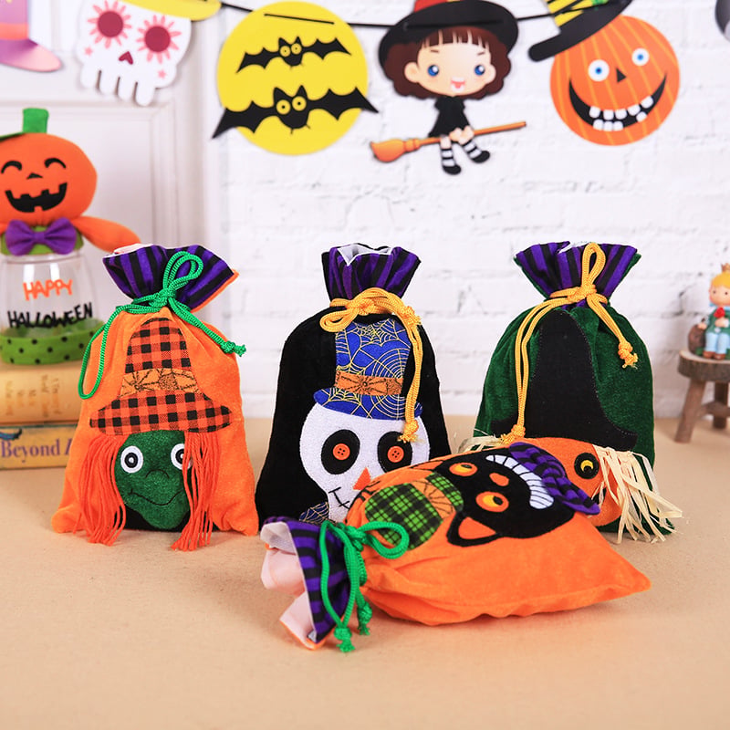Halloween Creative Decoration Velvet Witch Candy Bag