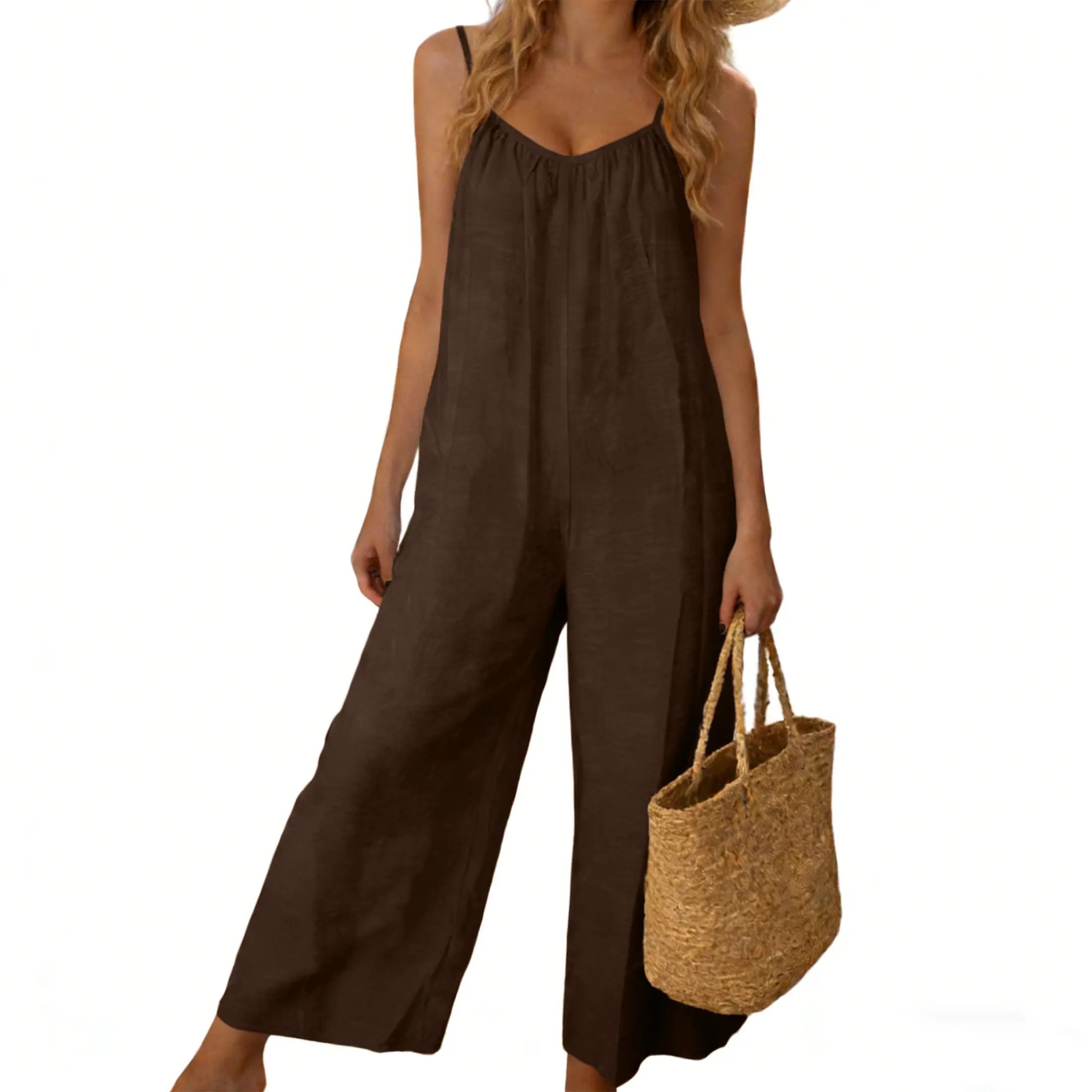 Chic Breeze Open-Back Wide-Leg Jumpsuit