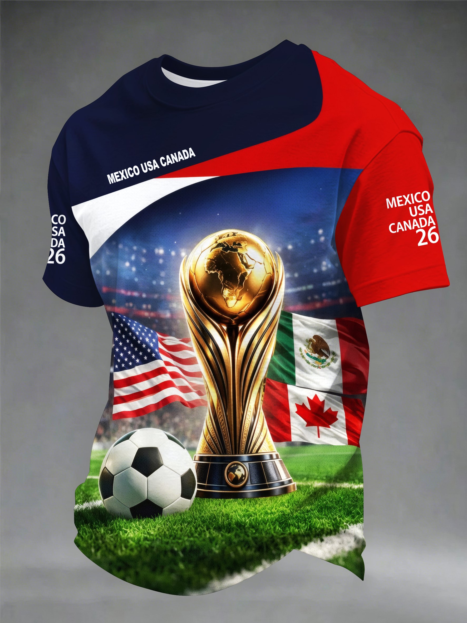 Men's Football Lovers Print Comfortable Short-Sleeve T-Shirt