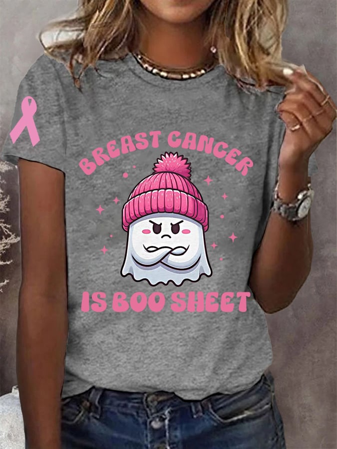 Women's Breast Cancer Is Boo Sheet Pink Halloween Ghost Breast Cancer Awareness Warrior Tee