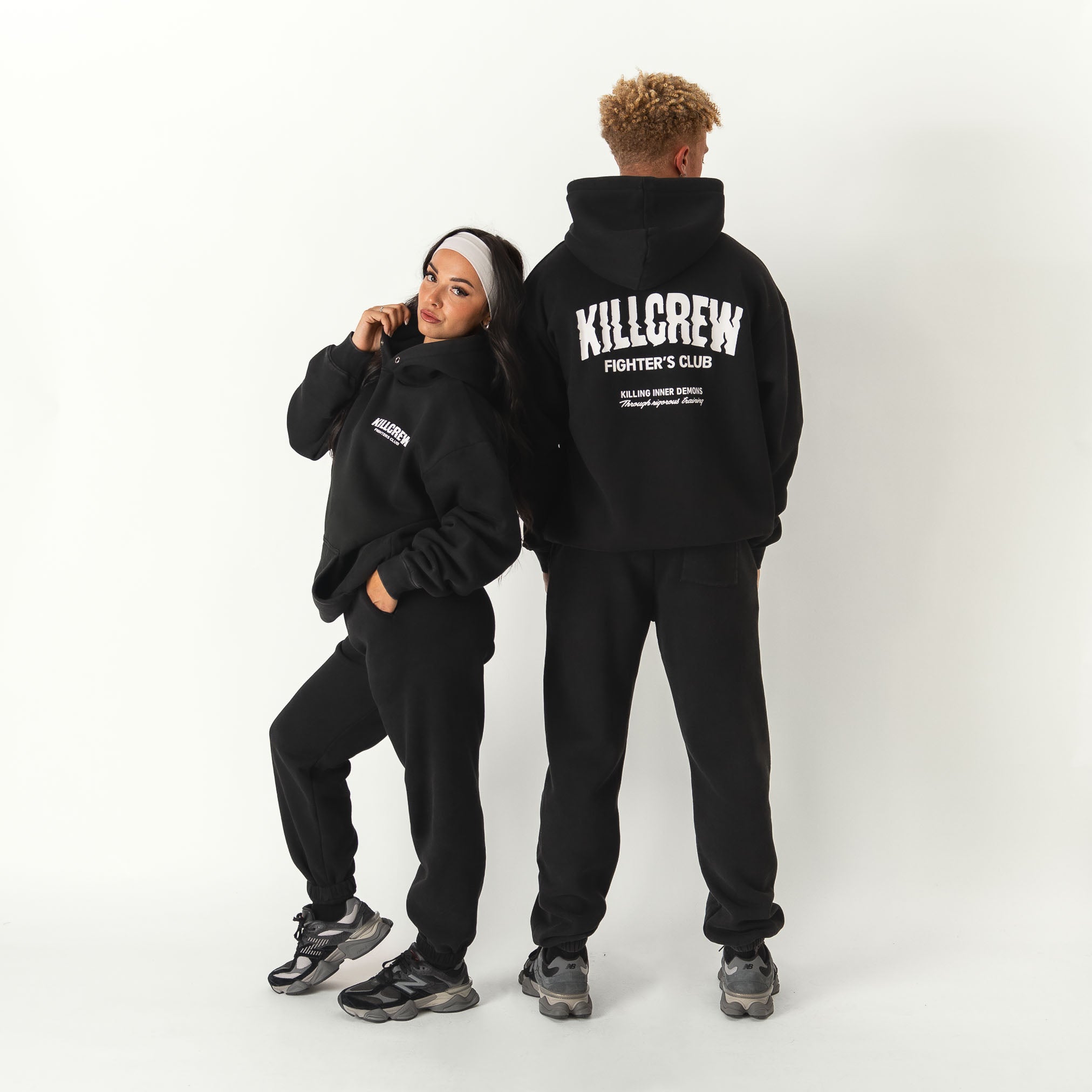 OVERSIZED LUX RIGOROUS TRAINING HOODIE - BLACK / WHITE