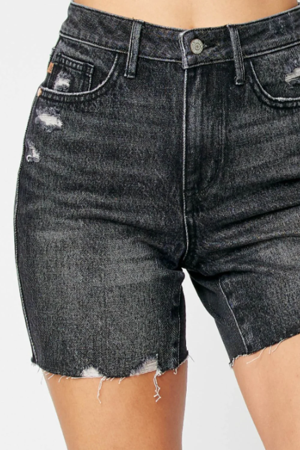 Blue Full Size High Waist Tummy Control Denim Shorts