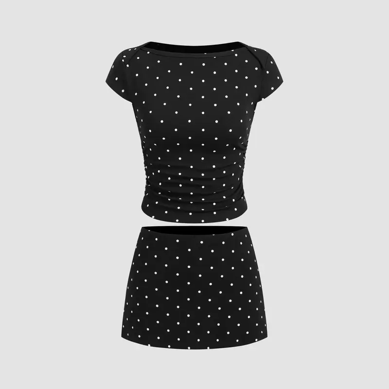 Women's Solid-Color Tank Top & Skirt Two-Piece Set