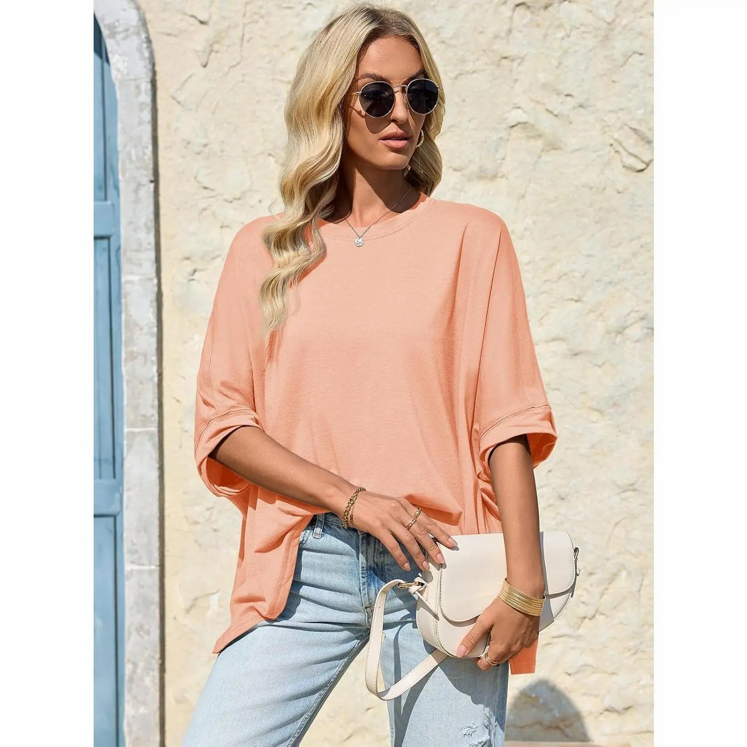 Women’s Oversized Batwing Asymmetric Tunic Tee