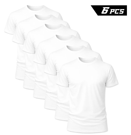 6-Pack: $18— Men's Solid-Color Crewneck T-Shirts, Comfortable Fit