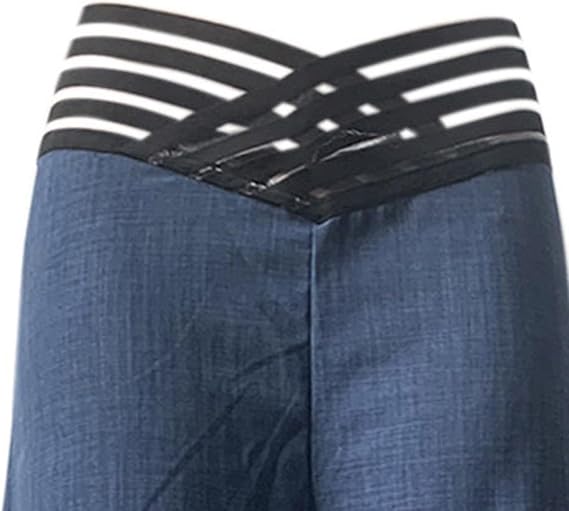 Womens Wide Leg Pants Hollowed Waistband High Waist Casual Straight Leg Loose Palazzo Pant