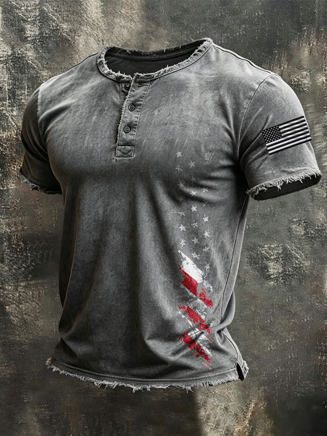 Men'S American Flag Printed Casual Top
