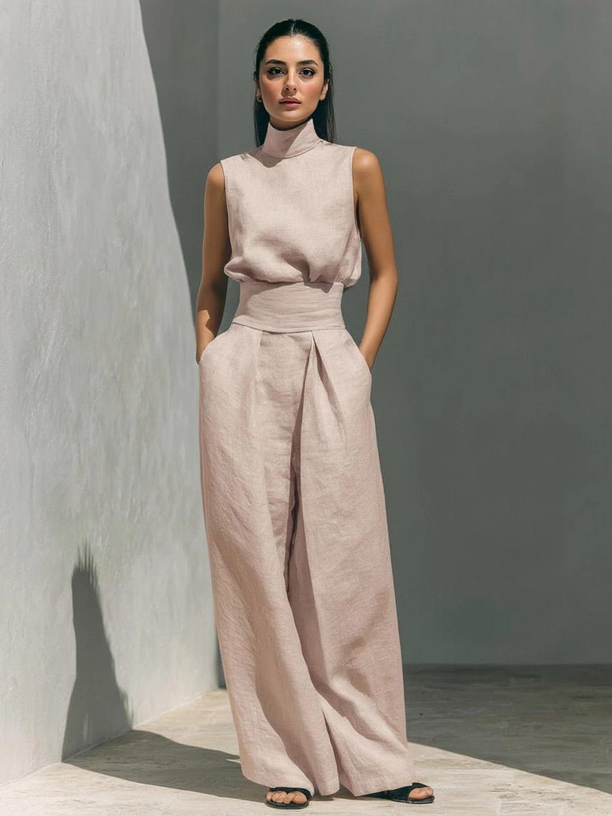 Elegant Linen-Blend Two-Piece Set