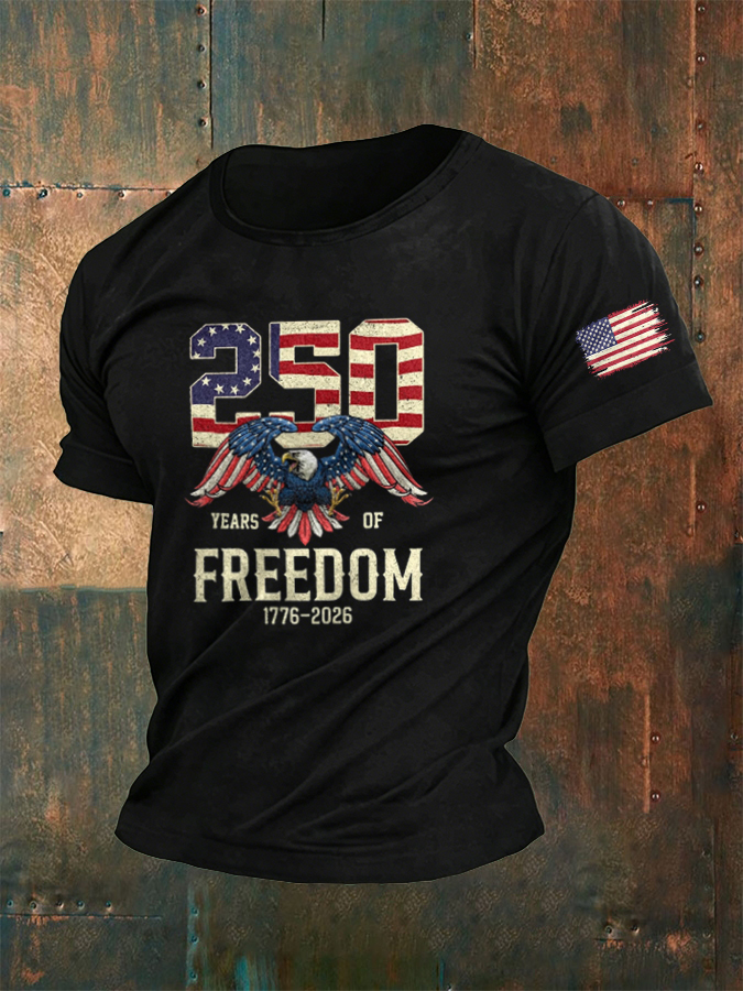 Men'S American Anniversary Flag Printed T-Shirt