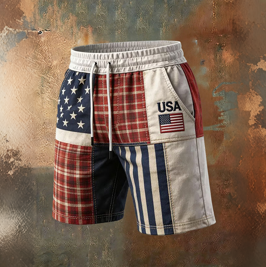 Men'S Casual American Founding Celebration Flag Personalized Printed Shorts