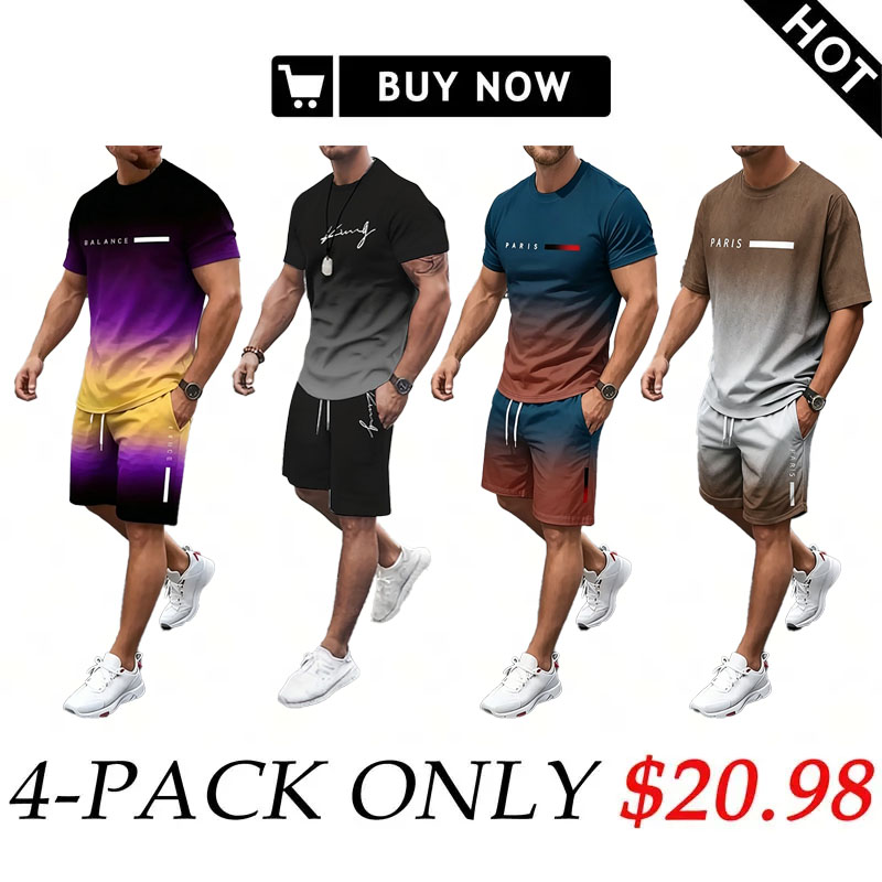 Men's Gradient Fitness Short Sleeve Set