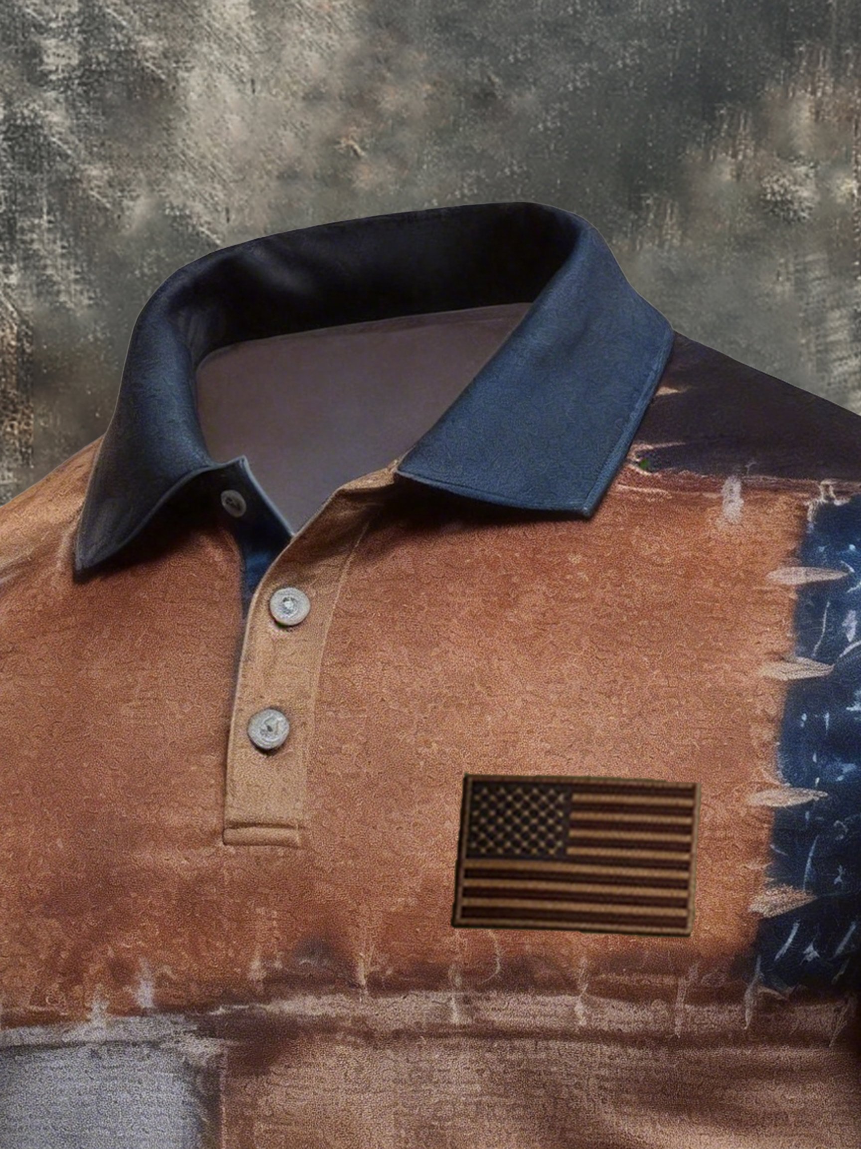 Men's Retro Patriot Color Block Polo Collar Short Sleeve