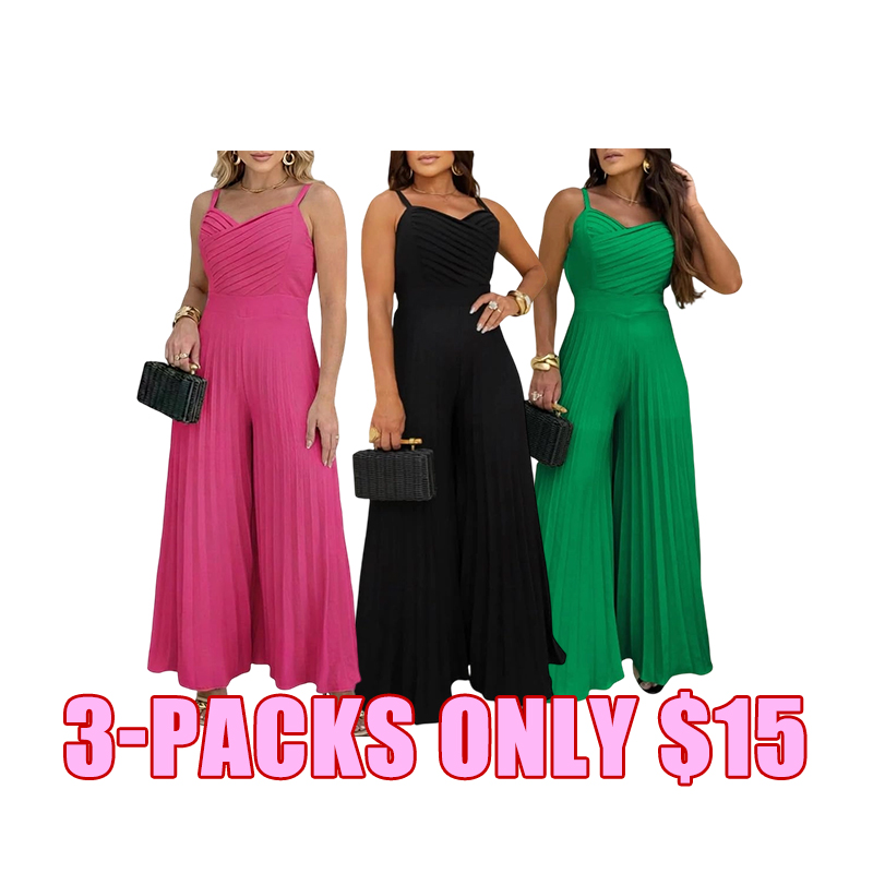 Flowy Pleated Wide-Leg Jumpsuit