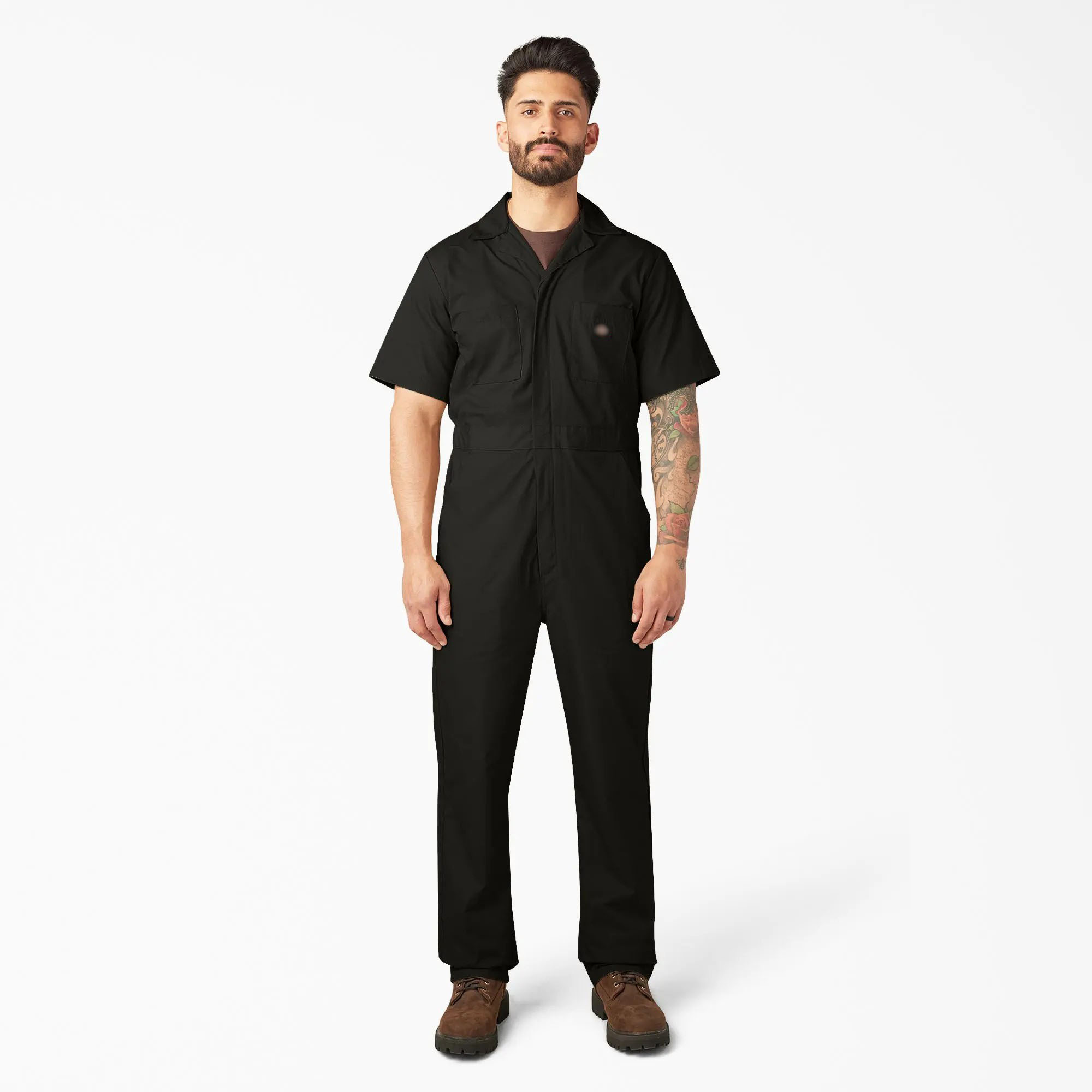 Men's Short Sleeve Coveralls – Lightweight Workwear with Elastic Waist & Wrinkle-Resistant Finish