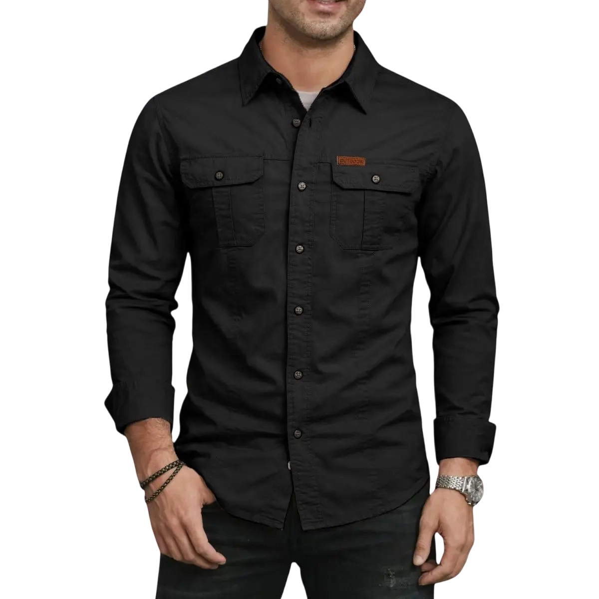 Men's Long Sleeve Workwear Shirt - Outdoor Casual Versatile Top