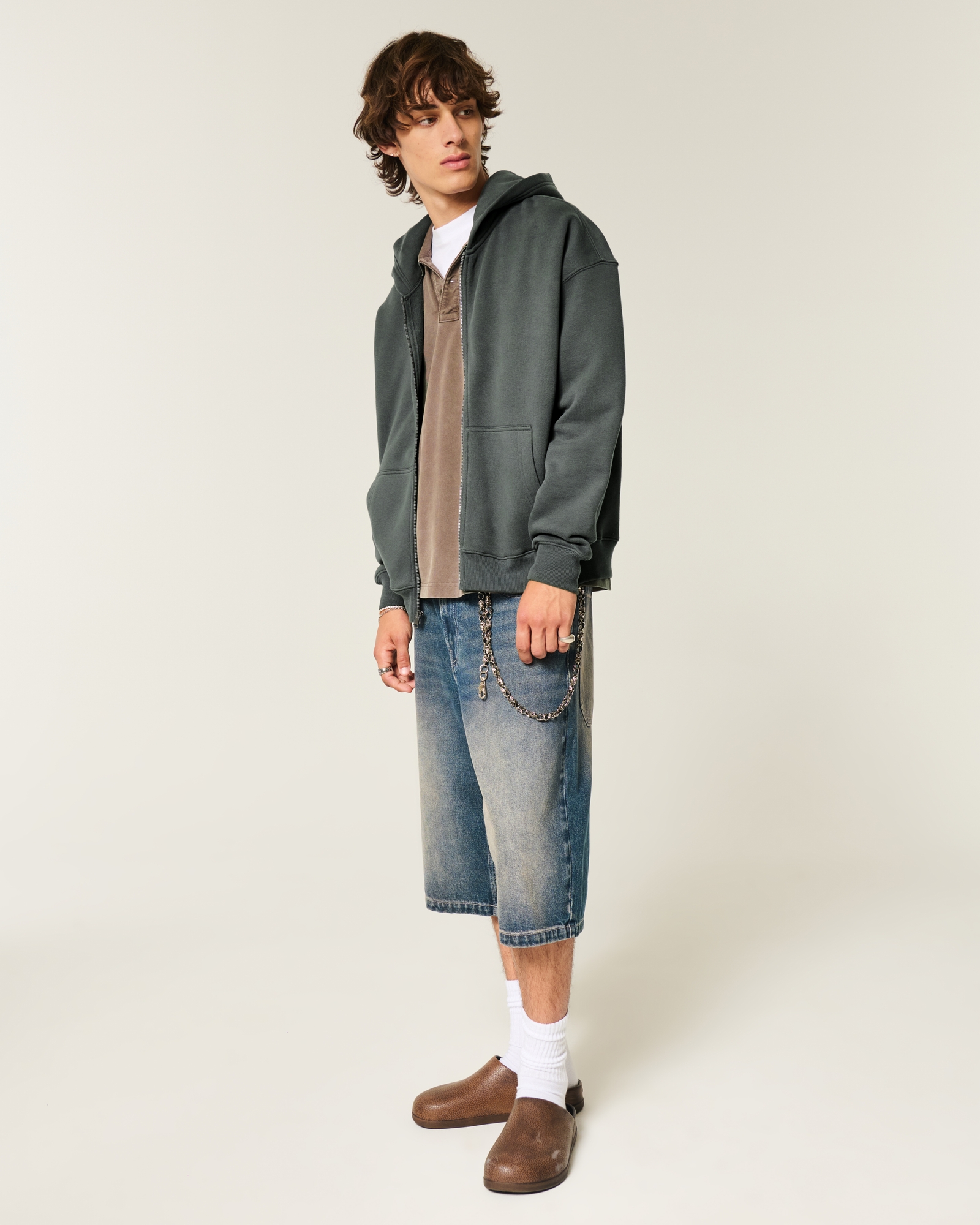 Boxy Zip-Up Hoodie