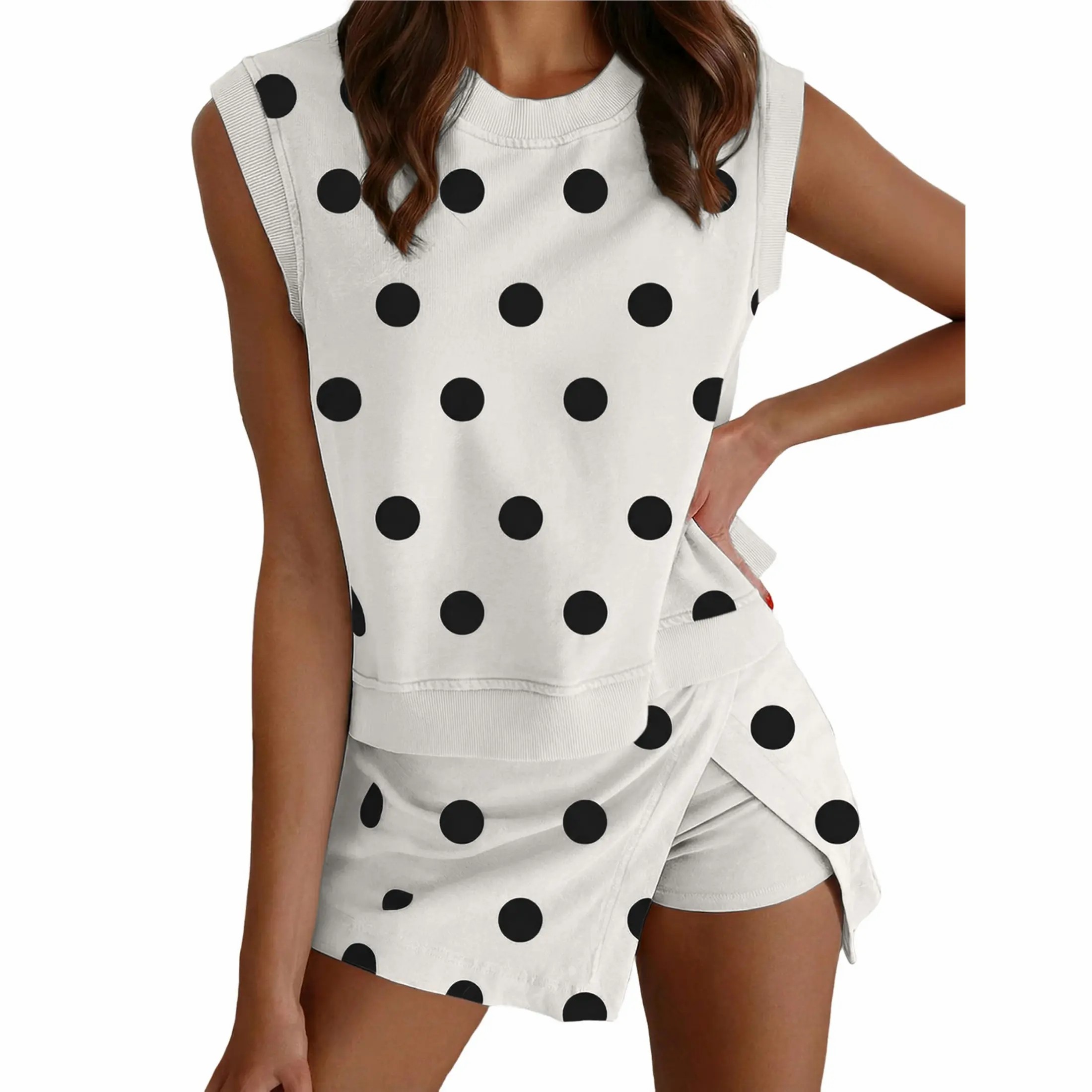 Women's Mineral Wash Cotton Tank Top & Lined Split Skirt Set – Summer Lounge Outfit
