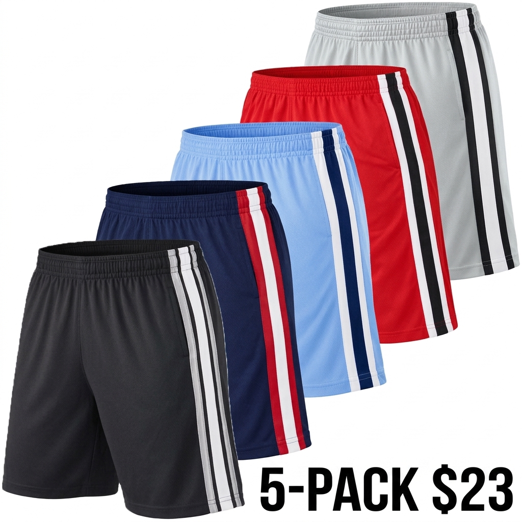 Men's 5-Pack Moisture Wicking Mesh Shorts – Active Performance Athletic Bottoms