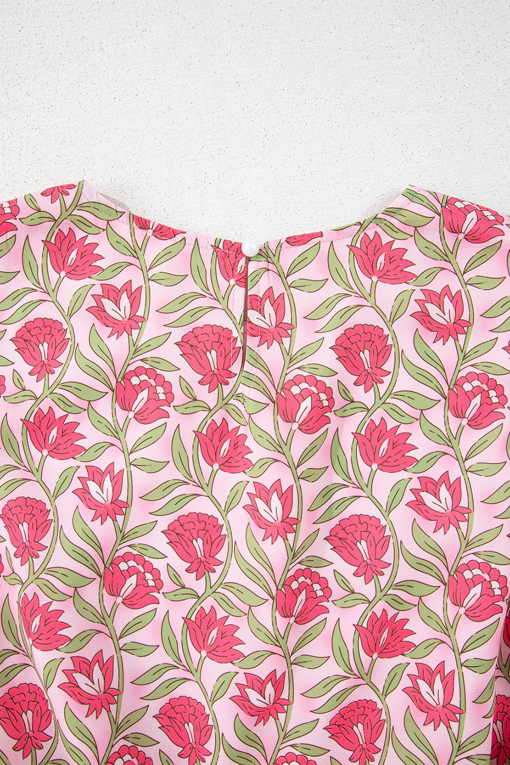 Pink Floral Print Puffy Cropped Tank And Mini Skirt Set