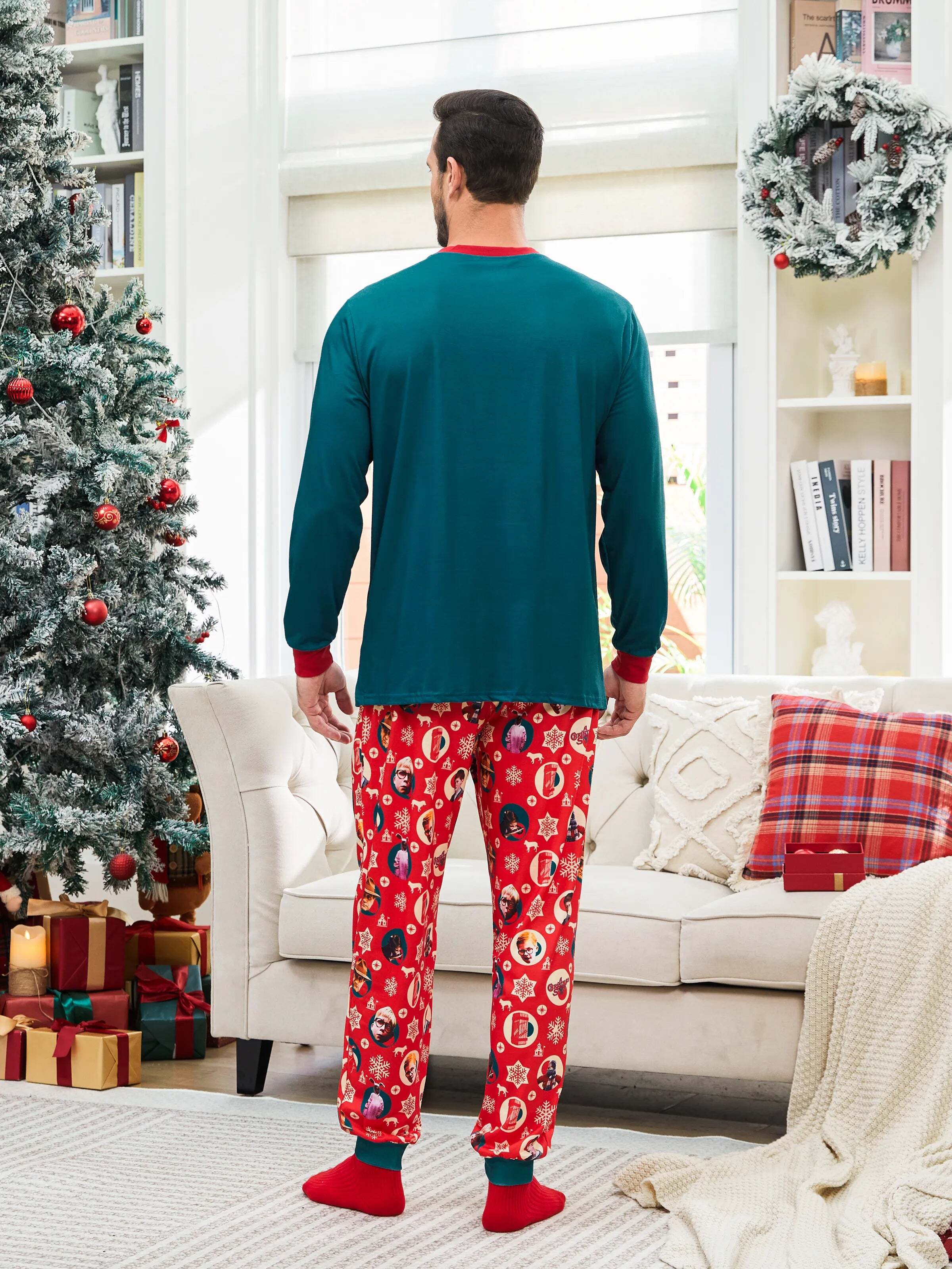 A Christmas Story Family Matching Christmas The Lamp Graphic Pajamas Sets with Christmas Socks