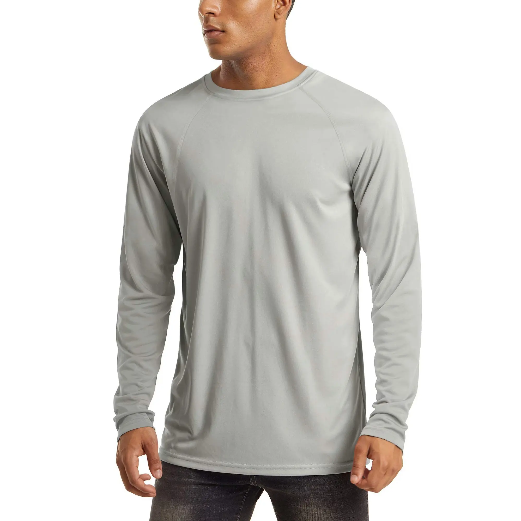Men's Long-Sleeve Athletic Top — UPF 50+ Sun Protection, Quick-Drying, Lightweight Summer Sports Shirt