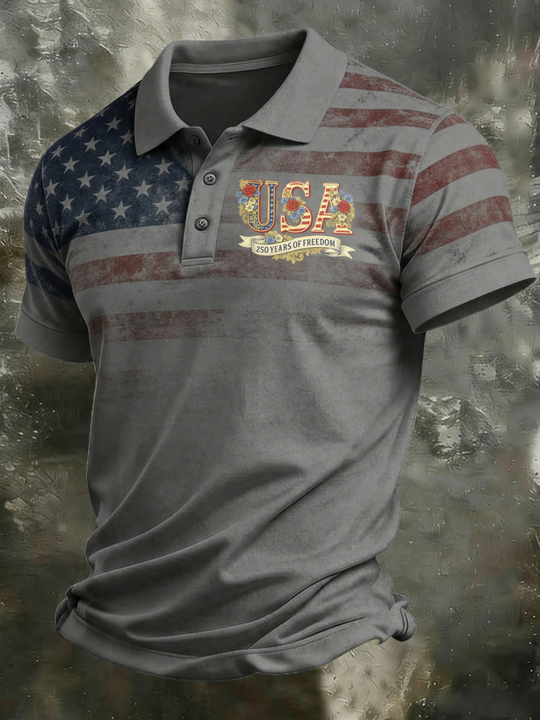 Unisex Casual 250Th Anniversary Celebration Short Sleeved Polo Shirt