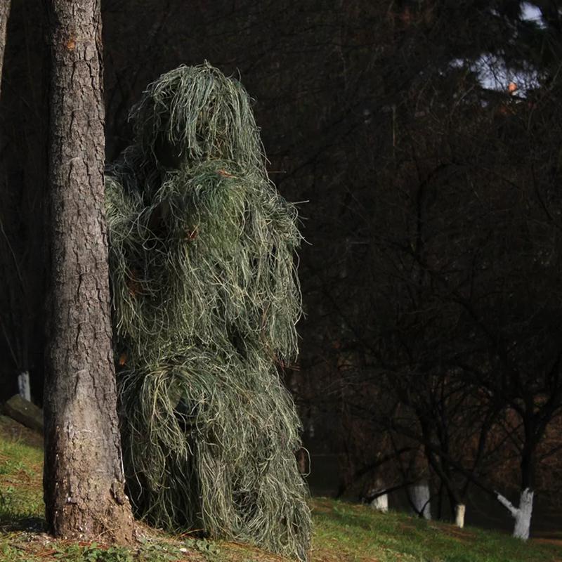 5 in 1 Ghillie Suit, 3D Camouflage Hunting Apparel Including Jacket, Pants, Hood, Carry Bag Suitable for Unisex Adults/Youth (S/M/L)