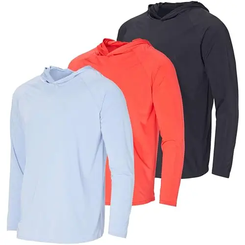 3 Pack: Men's Rash Guard Hoodie Sweatshirt Sun Protection UPF Fishing Shirt (Available in Big & Tall)