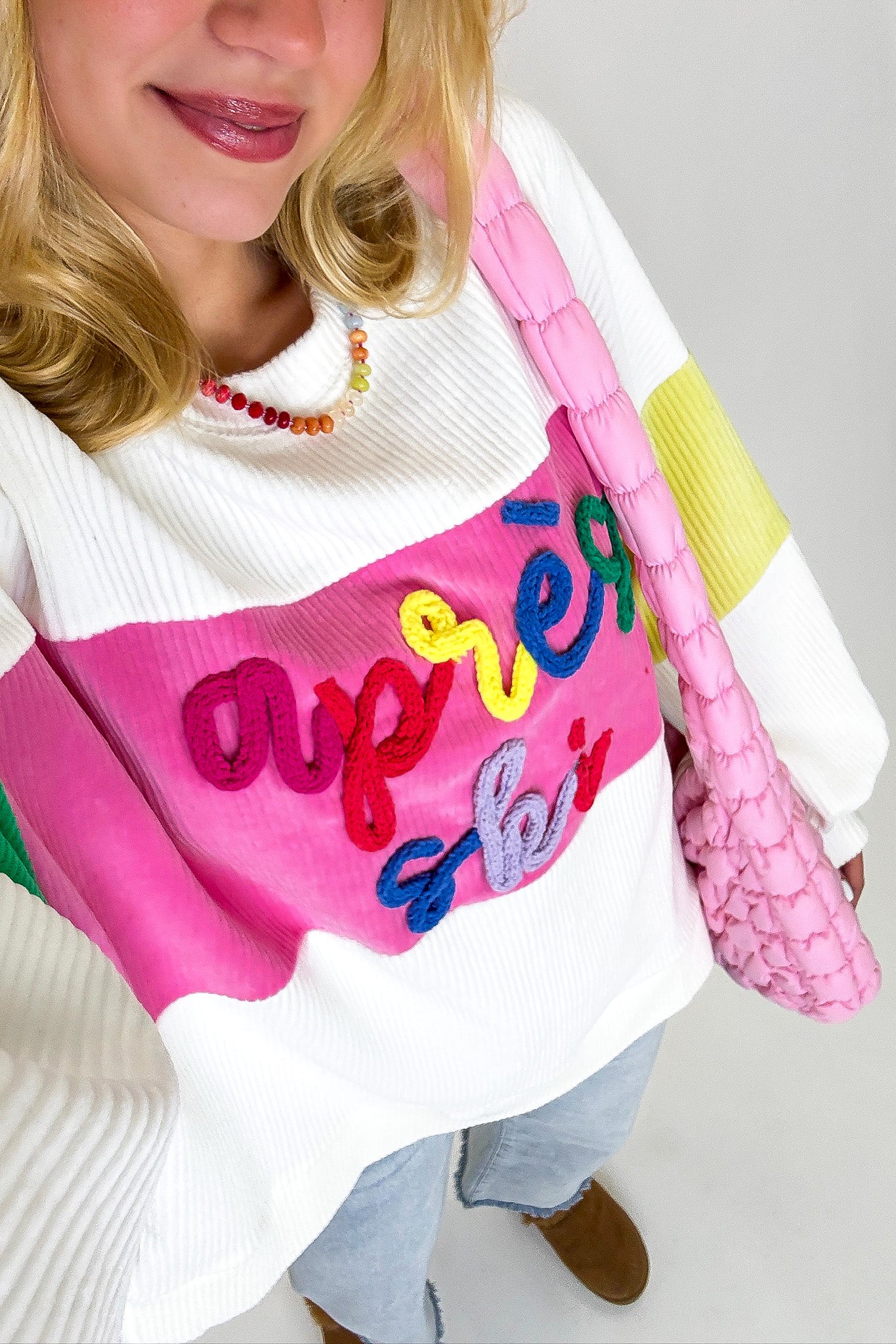 Embroidered Contrast Pullover