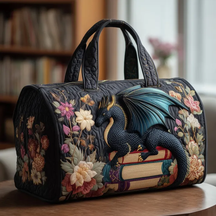 Cat Quilted Duffle Bag