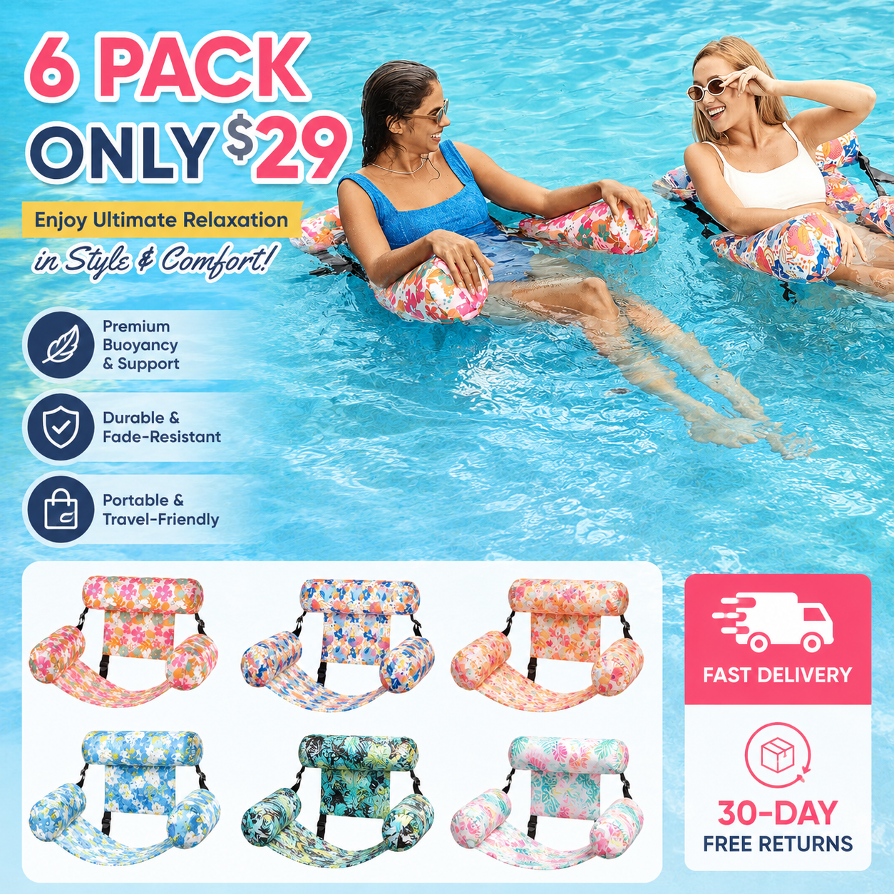 Inflatable Pool Floats Adult-30-day free returns
