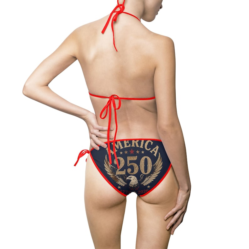 American 250th Annivetsary Flag Stripe Bikini