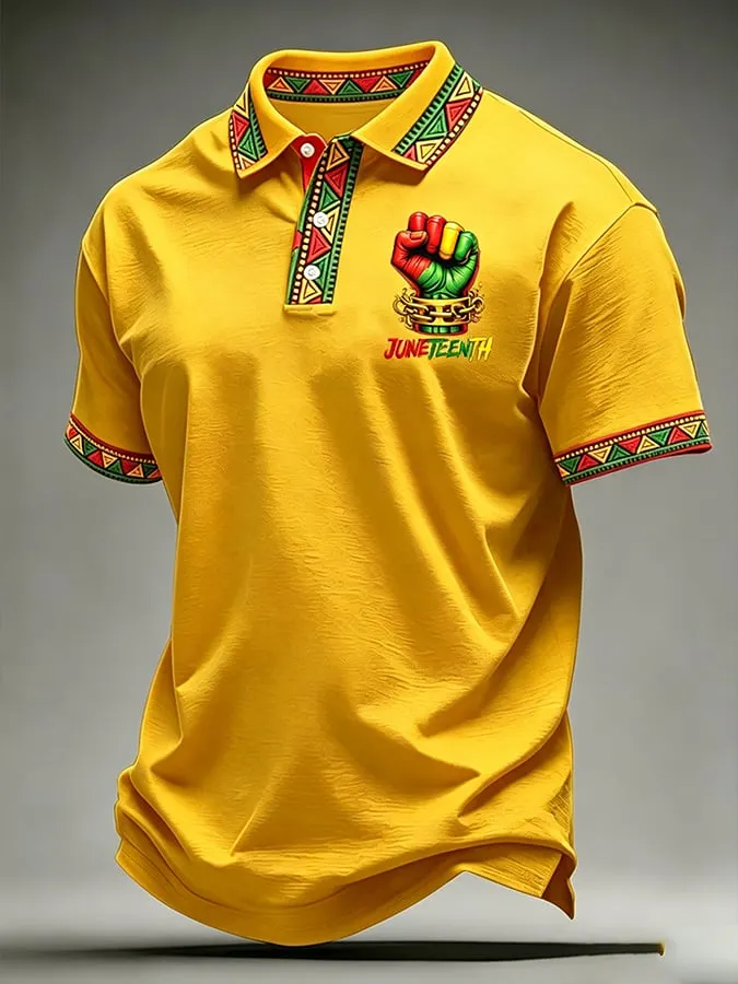 Men'S Juneteenth Printed Polo Shirt