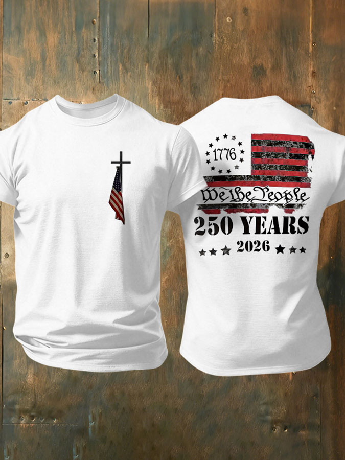 Men's American Flag Commemorative 250th Anniversary Classic Pattern Short Sleeve T-shirt