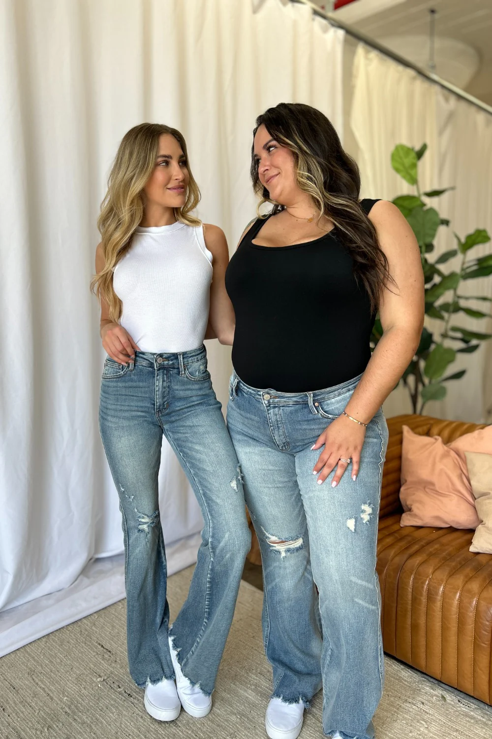Blue Full Size Medium Rise Tummy Control Destroy Flare