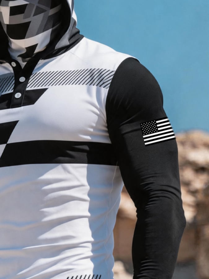 Men's Outdoor Sun Protection Breathable Cool Hooded Sun Protection Long-Sleeved Top