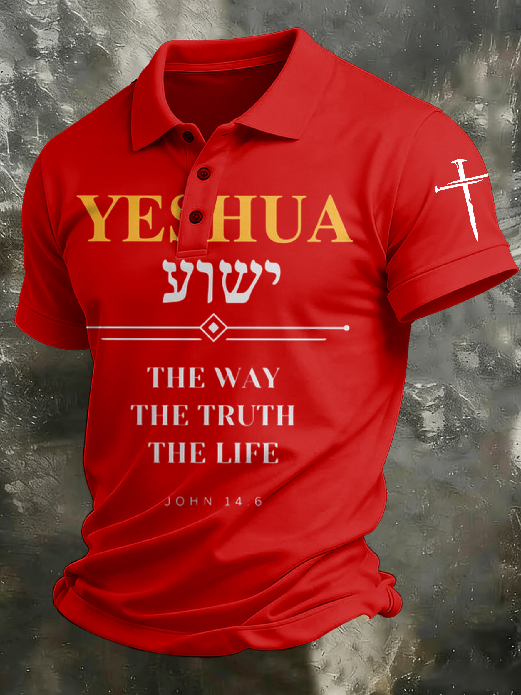 Men'S Casual Faith Jesus Collar Button Polo Shirt